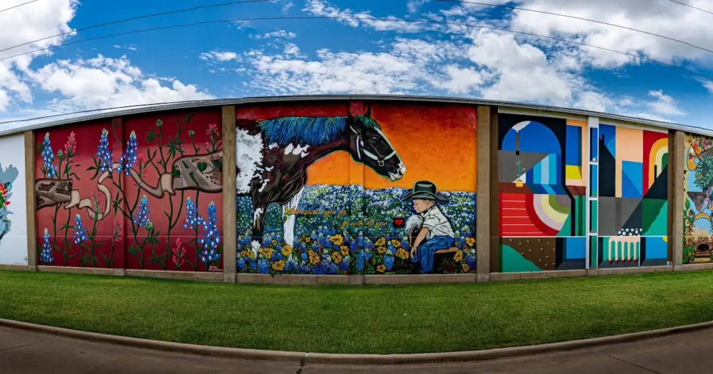 Colorful mural in Downtown Bryan