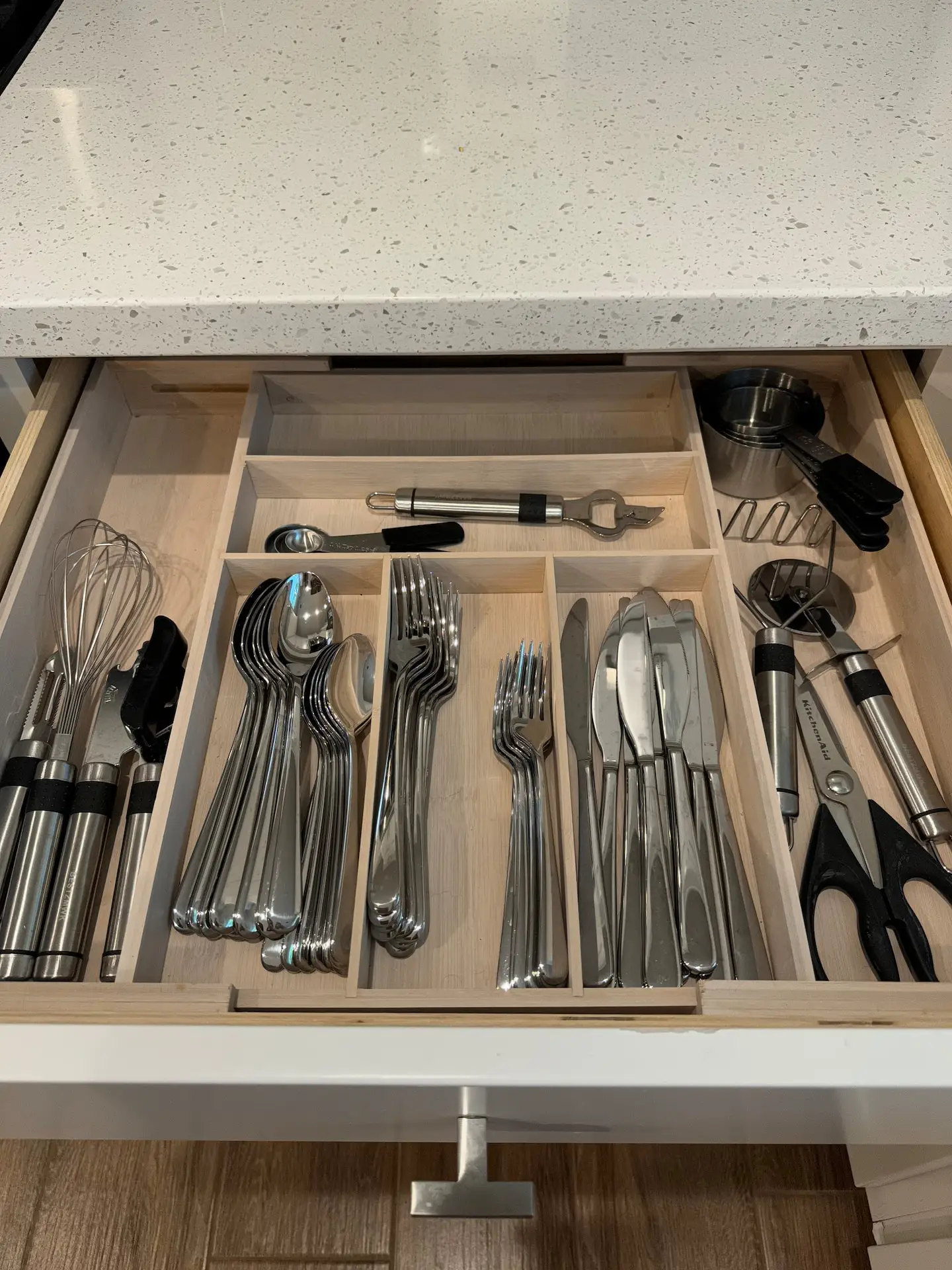 Kitchen drawer with silverware